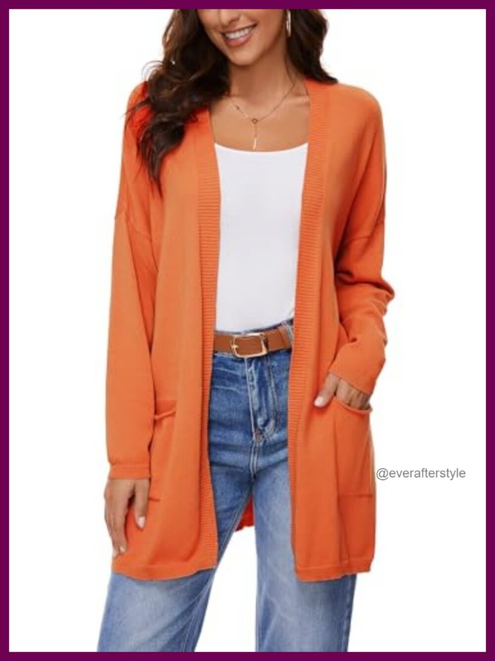 100% Cotton Oversized Knit Cardigan with Pockets Long Sleeve Casual Open Front